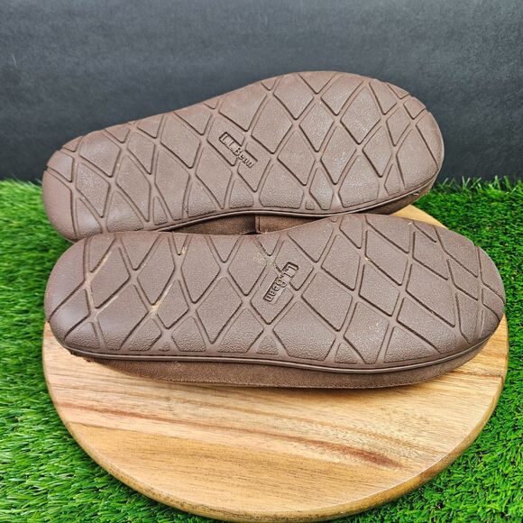 LL Bean Wicked Good Slippers Mens 9 Wide Brown Suede Shearling Slip On Shoes - Picture 10 of 11
